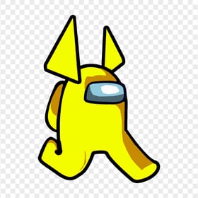 HD Yellow Among Us Walking Character Horns PNG