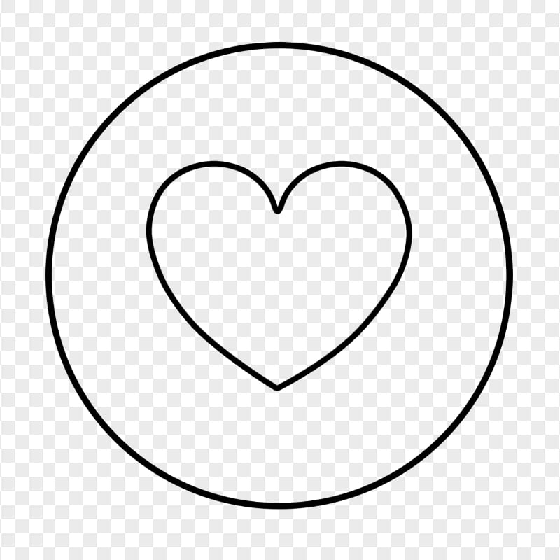 HD Black Outline Heart Round Circular Icon PNG