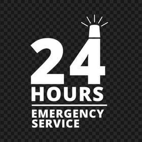 24 Hours Emergency Service White Logo Icon Sign PNG