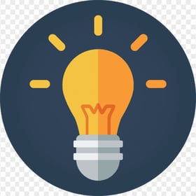 Round Flat Idea Light Bulb Icon PNG