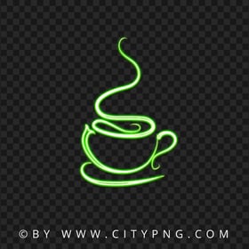 HD Green Neon Coffee Tea Cup Transparent PNG