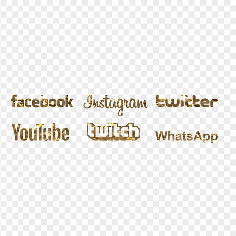 HD Social Media Gold Aesthetic Logos PNG