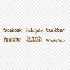 HD Social Media Gold Aesthetic Logos PNG