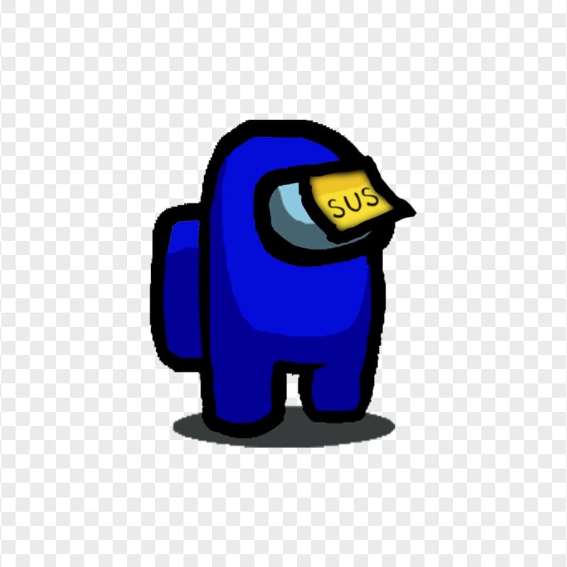 HD Among Us Blue Crewmate Character With Sus Sticky Note Hat PNG