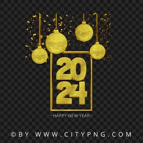 HD 2024 Gold Glitter Luxury Happy New Year PNG