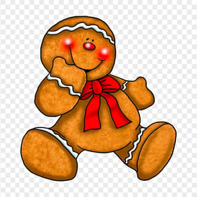 Cartoon Gingerbread Man Sitting Down FREE PNG