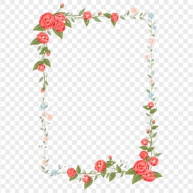 Vertical Roses Floral Frame HD Transparent PNG