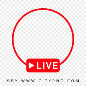 HD Live Red Circle Logo Sign With Play Icon PNG