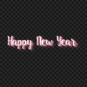 Pink Cute Happy New Year Calligraphy Text PNG
