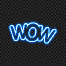 PNG Blue Wow Glowing Neon Expression Word