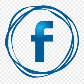 Outline Blue Scribble Pencil Effect Facebook Icon