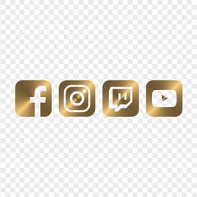 HD Golden Facebook Instagram Twitch Youtube Square Icons PNG