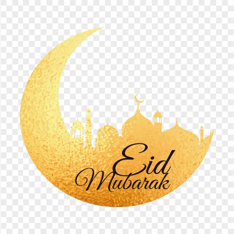 Gold Eid Mubarak Moon Mosque Design English