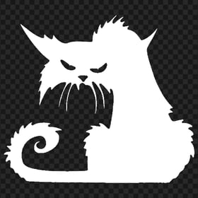 Spooky White Cat Kitten Halloween Silhouette PNG Image