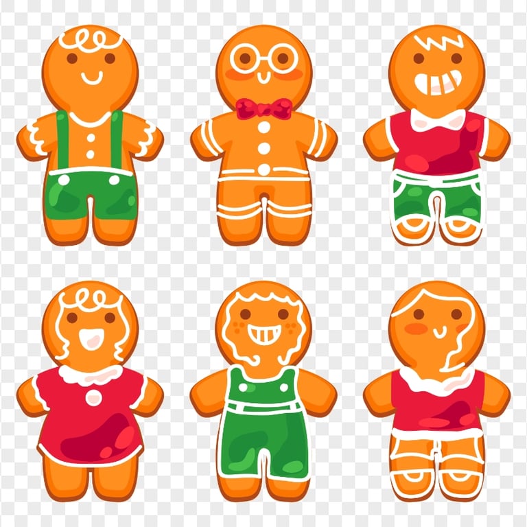 HD Cartoon Vector Gingerbread Characters PNG