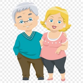 Cartoon Old Couple In Love PNG Image