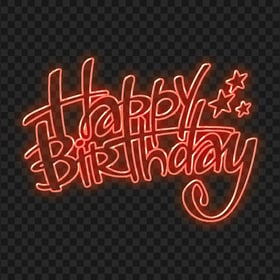 HD Happy Birthday Red Glowing Neon Text PNG