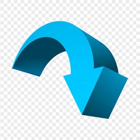 HD Blue 3D Curved Arrow Pointing Down PNG