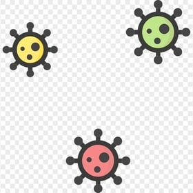 Germs Bacteria Cartoon Icons Covid Virus Corona