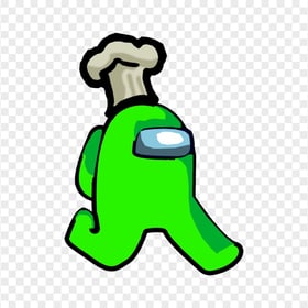 HD Lime Among Us Character Walking With Chef Hat PNG