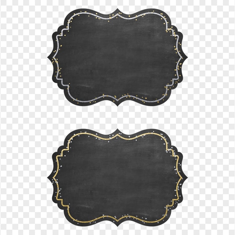 Vintage Black Chalkboard Labels Shapes PNG