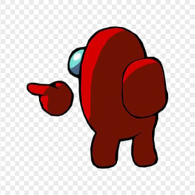HD Red Among Us Character Back View Finger Hand Pointing PNG
