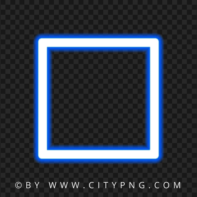 HD Blue Neon Border Square Frame PNG