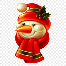 Cartoon Snowman Head Wearing Christmas Clothes PNG