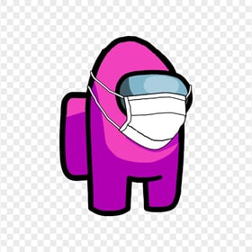 HD Pink Among Us Character Covid Surgical Mask PNG