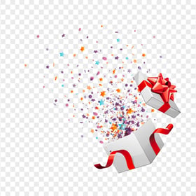 Birthday Christmas Open Gift Box Confetti PNG