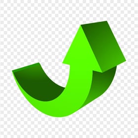 HD Green 3D Curved Arrow Pointing Up PNG