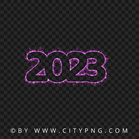 Happy New Year Firework 2023 Purple Sparkle Text PNG