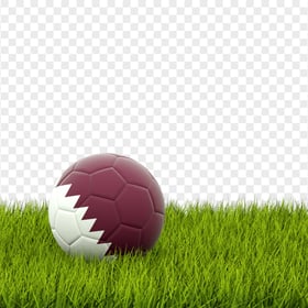 FREE Soccer Ball With Qatar Flag In Grass PNG