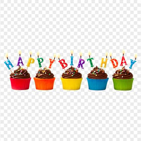 HD Colorful Happy Birthday Cupcakes PNG