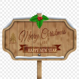 Merry Christmas & Happy New Year Wooden Sign Illustration