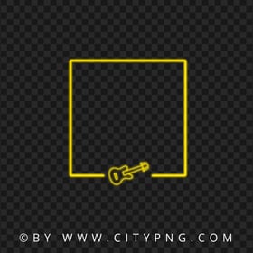 Yellow Neon Frame With Guitar Shape FREE PNG