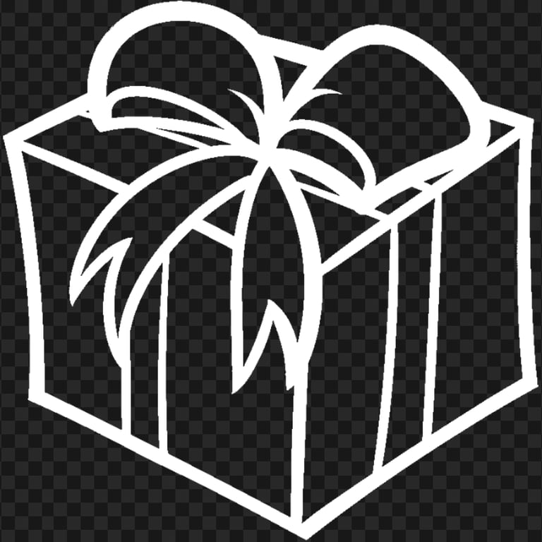 White Drawing Gift Box Icon Transparent PNG