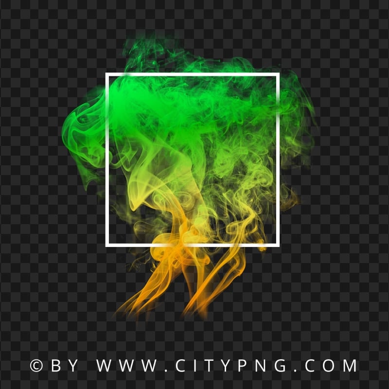 Green Abstract Colorful Smoke With White Frame HD