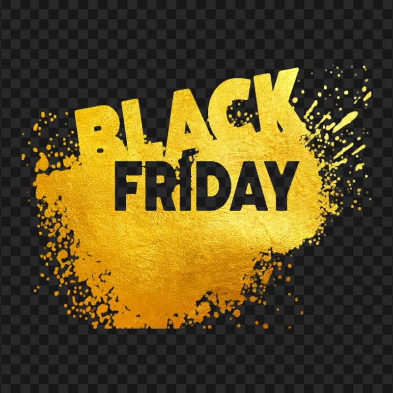 HD Black Friday Logo In Yellow Gold Splash PNG