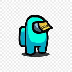 HD Among Us Cyan Crewmate Character With Dum Sticky Note Hat PNG