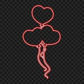 HD Red Neon Group Of Hearts Balloons Valentines Day PNG