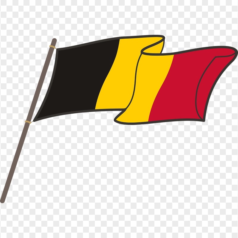 Clipart Cartoon Waving Belgium Flagpole PNG Image