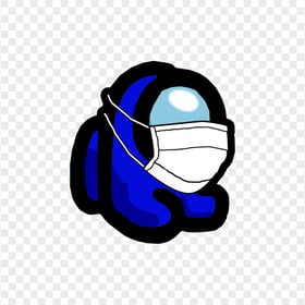 HD Blue Among Us Mini Crewmate Character Baby Wearing Surgical Mask PNG