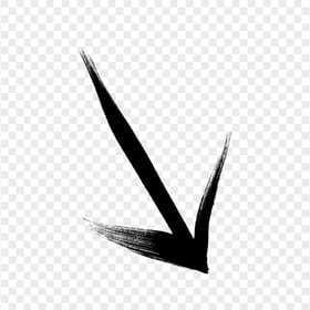 HD Black Arrow Down Right Brush Stroke PNG