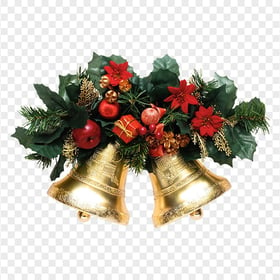 HD Christmas Decorated Golden Bells PNG