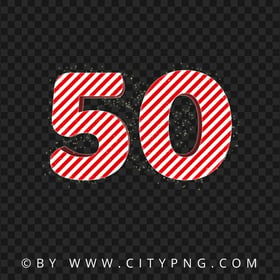 Christmas 50 Number Text Candy Cane Style HD PNG