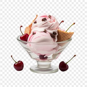 PNG HD Cherry Fruit Ice Cream in Glass
