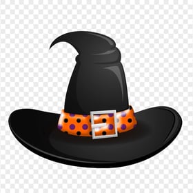 HD Black & Orange Witch Hat Vector Cartoon Clipart Halloween PNG