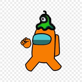 HD Orange Among Us Character Wear Brain Slug Hat PNG