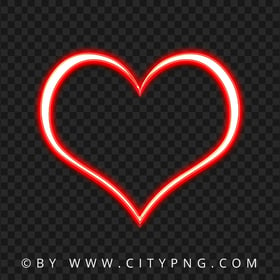 Glowing Neon Love Red Heart Frame PNG